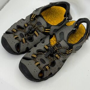 Khombu Kids Water Sandals Athletic Fisherman Style Gray Yellow Size 13